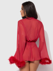 Scarlett Marabou & Mesh Short Robe