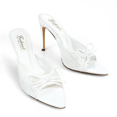 Lacey Pointed Toe Lace Bow Heels