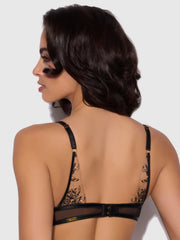 Delfina Embroidered Push Up Bra Half Cup With Front Clasp