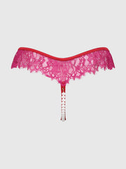 Rosalind Lace & Pearl Crotchless Thong
