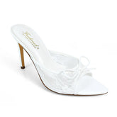 Lacey Pointed Toe Lace Bow Heels