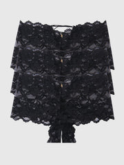 Mabel Crotchless Lace Up Back Cheeky 3 Pack