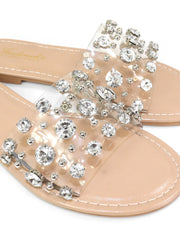 Clarissa Rhinestone Flat Sandal