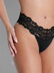 Bridget Stretch Cotton & Lace Thong