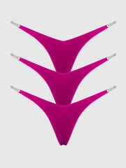 Petra Clear Side Slider Satin Thong 3 Pack