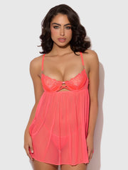 Wren Satin & Embroidered Tulip Demi Babydoll