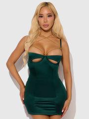 Emery Liquid Satin & Chain Open Cup & Back Chemise Set