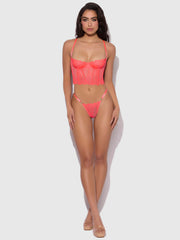 Wren Embroidered Crotchless Thong With Side Sliders
