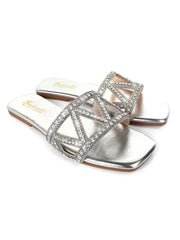 Lucy Rhinestone Flat Sandal