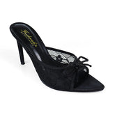 Lacey Pointed Toe Lace Bow Heels