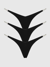 Petra Clear Side Slider Satin Thong 3 Pack