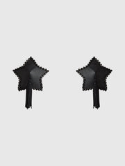 Rhinestone & Leather-Like Star Tassel Pasties