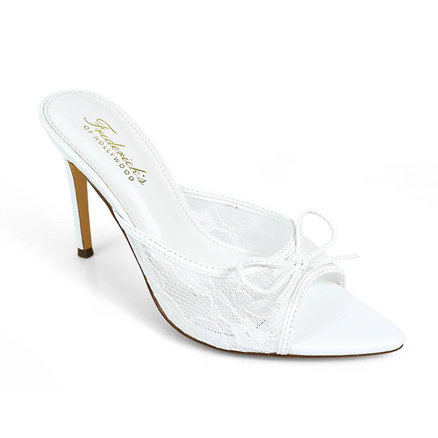 Lacey Pointed Toe Lace Bow Heels