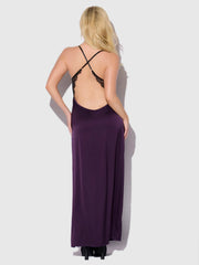 Rosalind Satin & Lace Long High Slit Gown