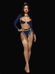 Flying High Pilot Bra Top, Hiwaist Panty & Hat Set