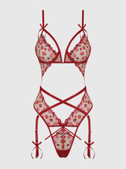 Angelica Lips Embroidery Cutout Teddy