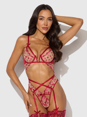 Angelica Lips Embroidery Cutout Teddy