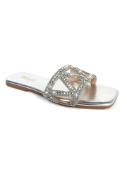 Lucy Rhinestone Flat Sandal