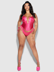 Rising Star Plunge Push Up Bustier in Petra Satin