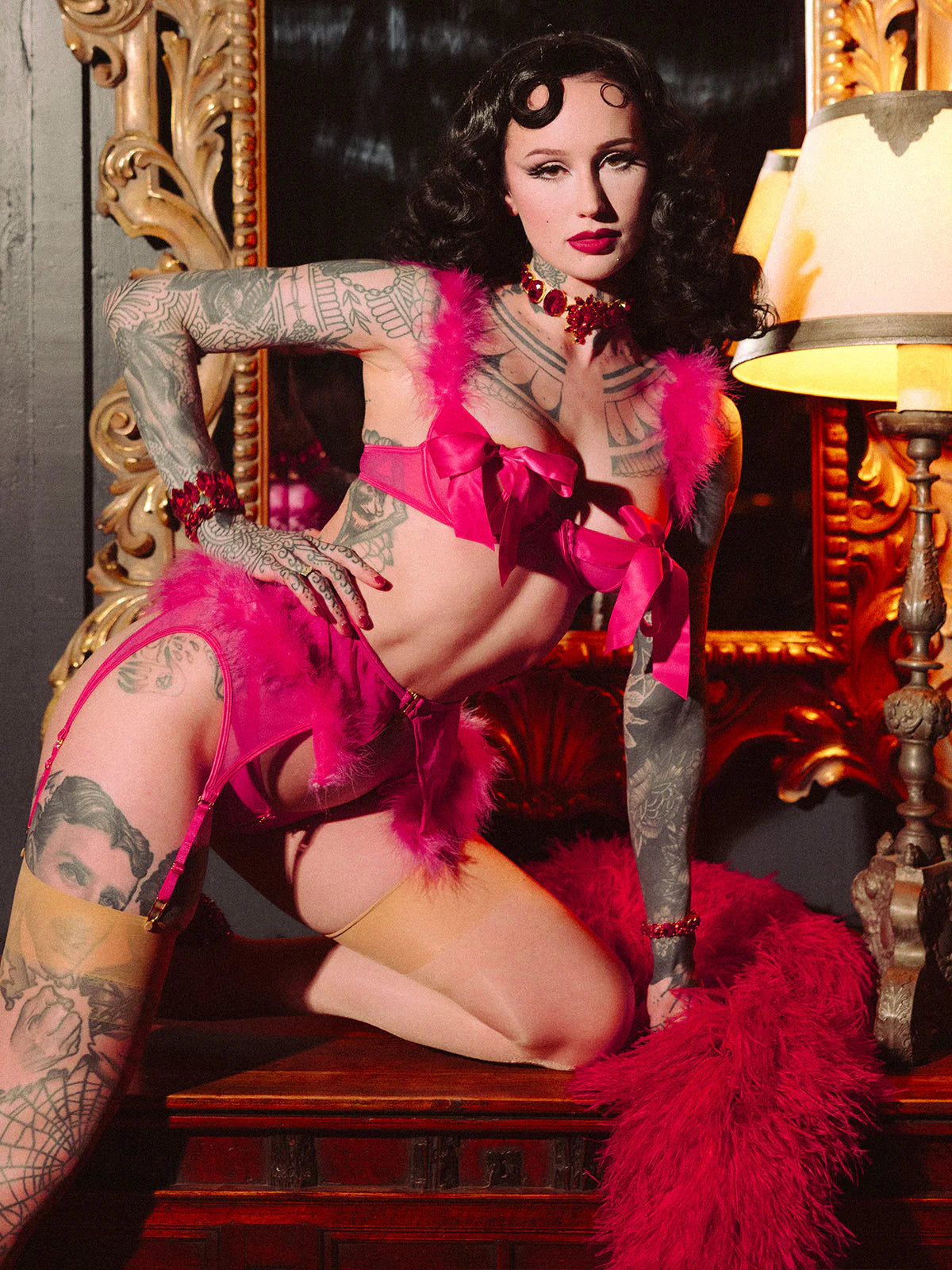 Scarlett Marabou & Mesh Openable Cup Bra