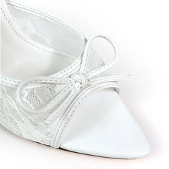 Lacey Pointed Toe Lace Bow Heels