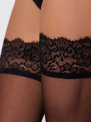 Glossy Sheer Tall Lace Top Thigh Highs