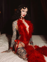 Scarlett Plunging Drop Off Marabou Teddy