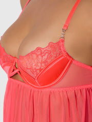 Wren Satin & Embroidered Tulip Demi Babydoll