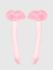 Chiffon Long Glove With Puff