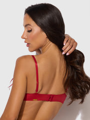 Angelica Lips Embroidery Open Cup Bra