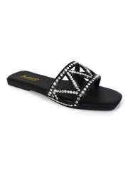 Lucy Rhinestone Flat Sandal