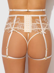 Delfina Embroidered Garter Belt With Thigh Garters