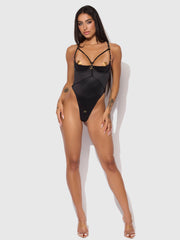 Nadya Liquid Satin & Rope Crotchless Teddy