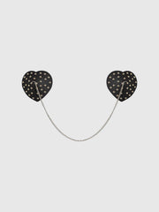 Studded & Chain Draped Leather-Like Heart Pasties