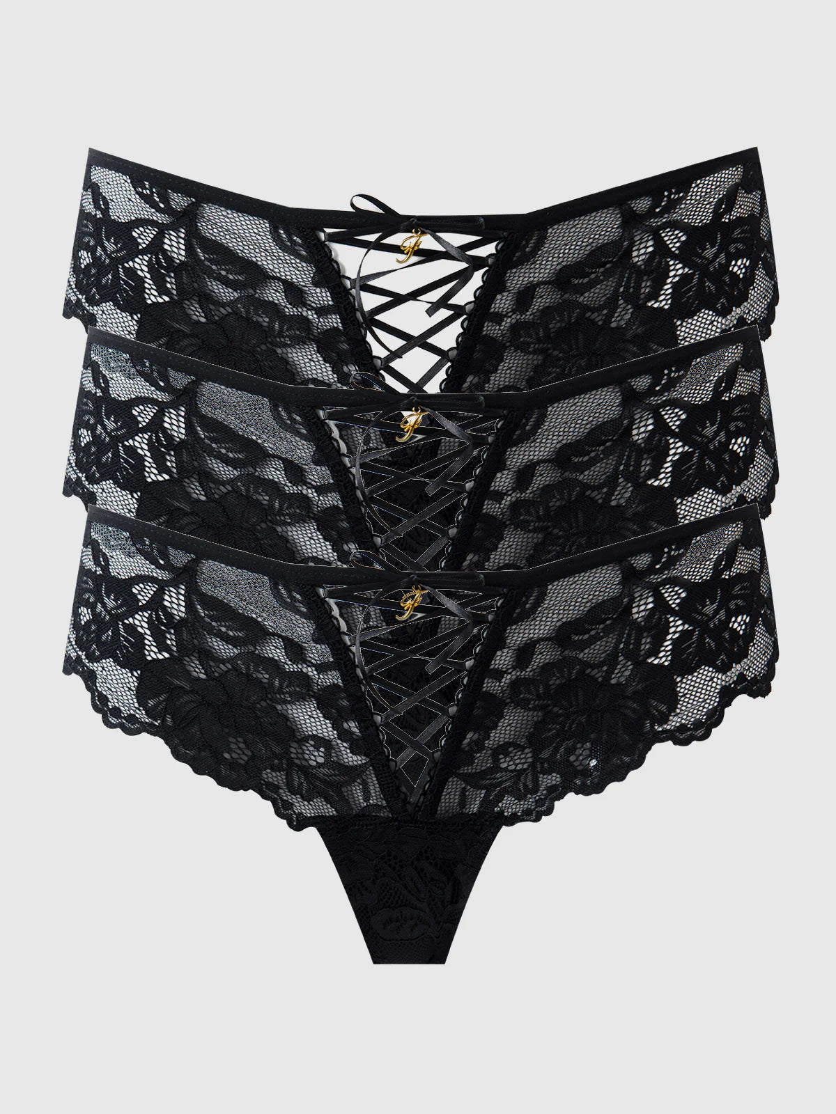 Mabel Lace Up Front Tanga 3 Pack