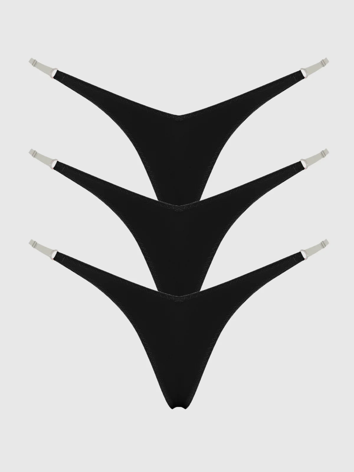 Petra Clear Side Slider Satin Thong 3 Pack